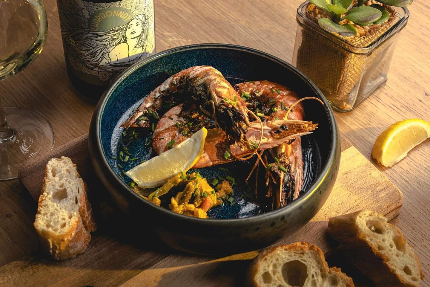 Gambas grillées servies au restaurant Casa Caliente
